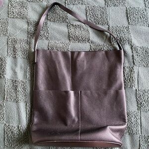 Black Faux Leather Minimalist Hobo Tote Bag